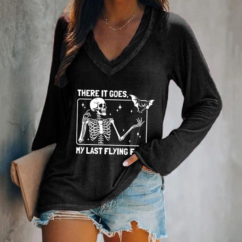Halloween There It Goes My Last Flying F*ck Print Casual T-Shirt