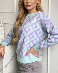 Geometric pattern knitted sweater