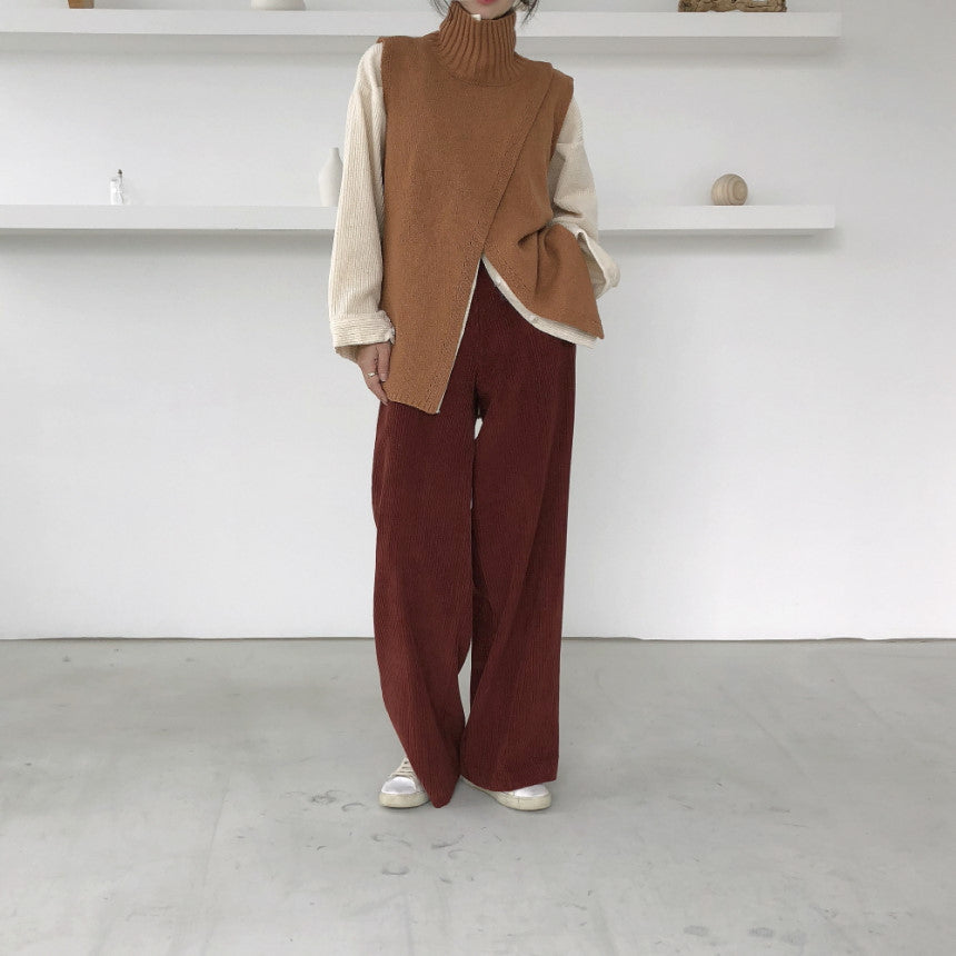 Cross Design Turtleneck Knitted Sweater Vest