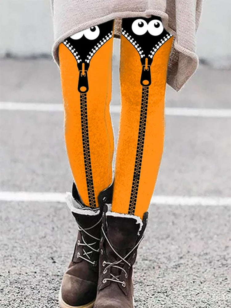 Women's Halloween Peek Monster Casual Print Leggings