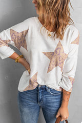 Women's Star Waffle Knit Long Sleeve Top