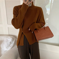 Retro Design Half Turtleneck  Sweater Top