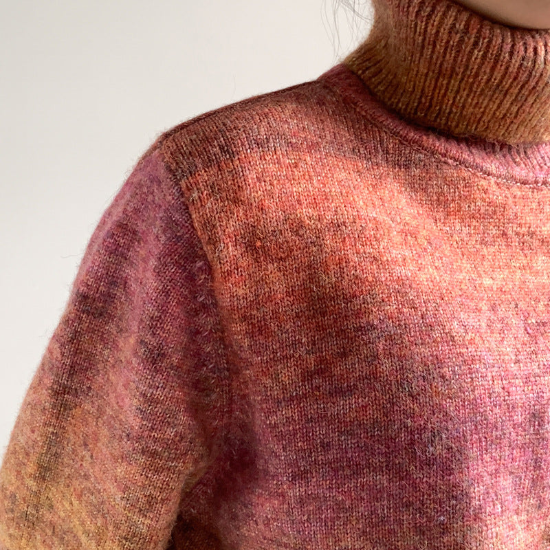 Autumn and winter turtleneck loose-fitting gradient sweater
