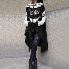 Halloween Monster Mad Here Print Irregular Hoodie