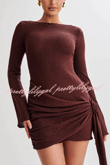 Sexy Long-sleeved Backless Elegant Slim Fit Knitted Mini Dress