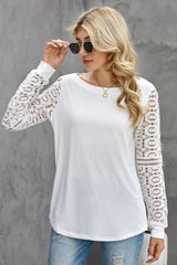 Women's Chic White Lace Long Sleeve Top