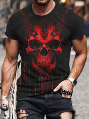 Men's Red Skull Bloody Print T-Shirt