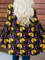 Halloween Cat Print Long Sleeve Cardigan