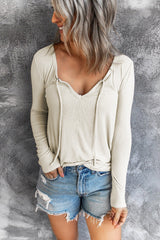 Women's Drawstring Long Sleeve T-shirt
