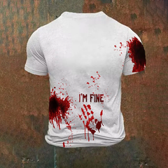Men's Halloween I'm Fine Print Henley Shirt