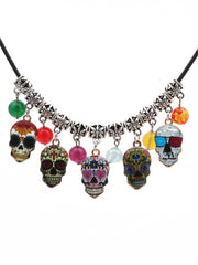 Day Of The Dead Sugar Skulls Beaded Necklace