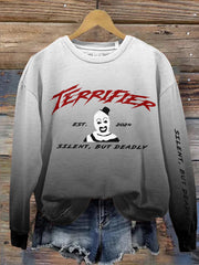 Vintage Halloween Horror Movie 2024 Terrifier Inspired Gradient Casual Sweatshirt
