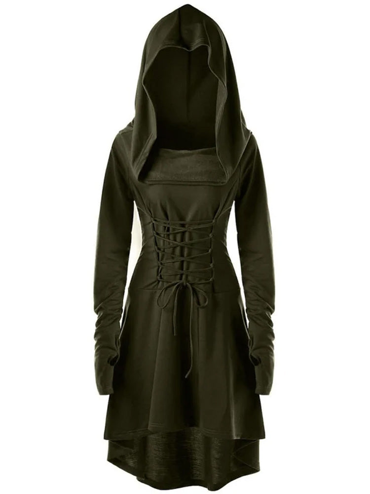 Fashion Lace Up Hooded Dress