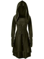 Fashion Lace Up Hooded Dress