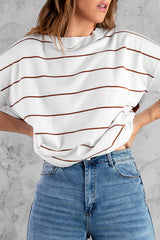 Women's Striped Knit Sweater Short Sleeve Top