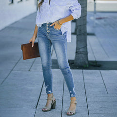 Women's Casual Washed High Stretch Denim Ladies Pennies