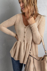 Women's Waffle Long Sleeve Knit Top