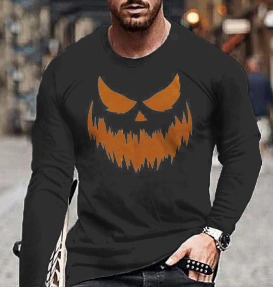 Men's Halloween Funny Smiley Long Sleeve T-Shirt