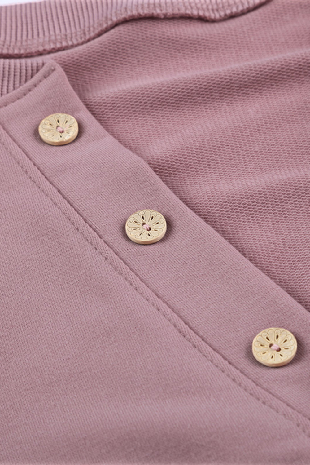 Women's Women Pink Buttoned V Neck Cotton Loose Fit Top