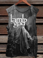 Black Metal Band Print Tank Top