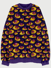 Wall of Eyes Halloween Art Vintage Washed Sweatshirt