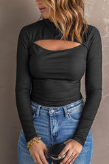 Women's Mock Neck Ribbed Knit Top