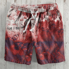 Men's Halloween I'm Fine Bloody Drawstring Shorts