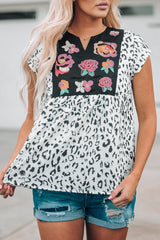Women's Trend Wild Flower Embroidered Shift Tops