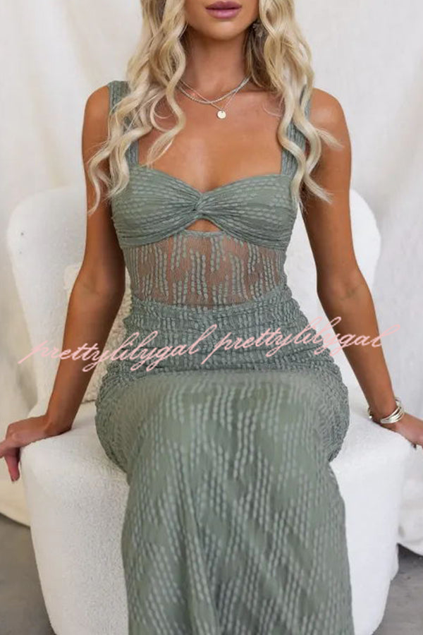 Manifesting You Mesh Ruched Detail Maxi Dress