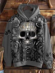 Halloween Skull Print Hoodie