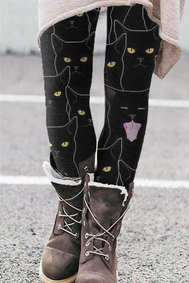 Casual Cat Print Leggings