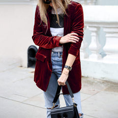 Solid Color Casual Long Sleeve Blazer