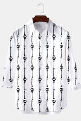 Halloween Stripe Print White Long Sleeve Shirt