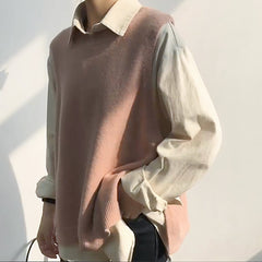 Solid color casual knitted vest