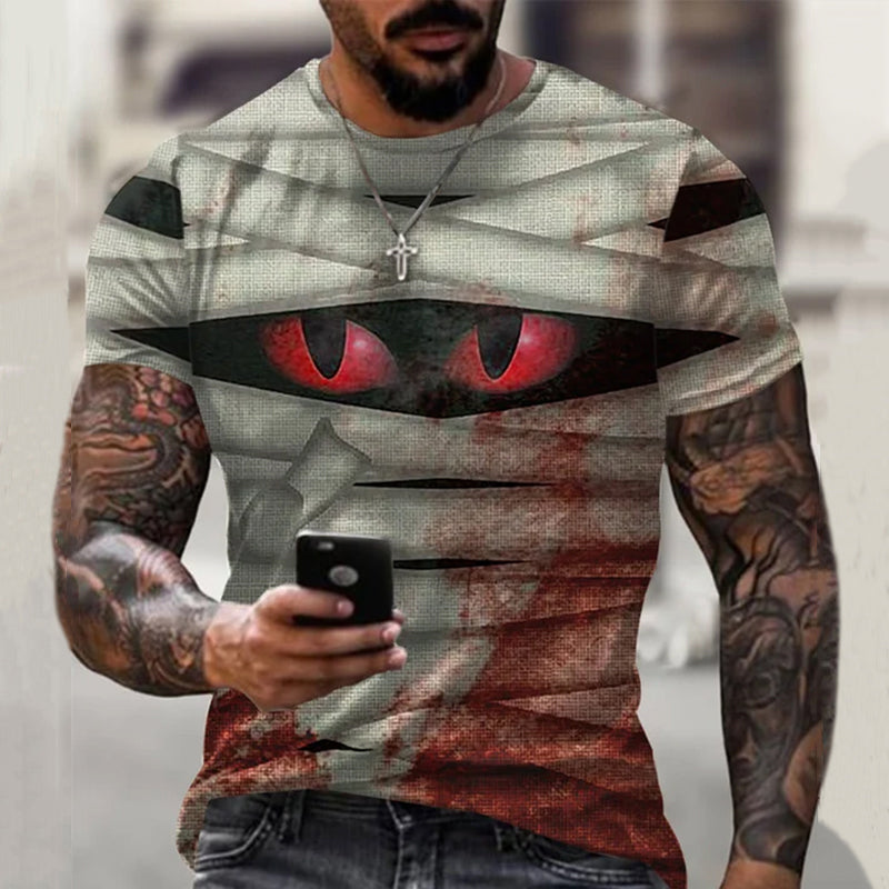 Men's Halloween Mummy Print Casual T-shirt