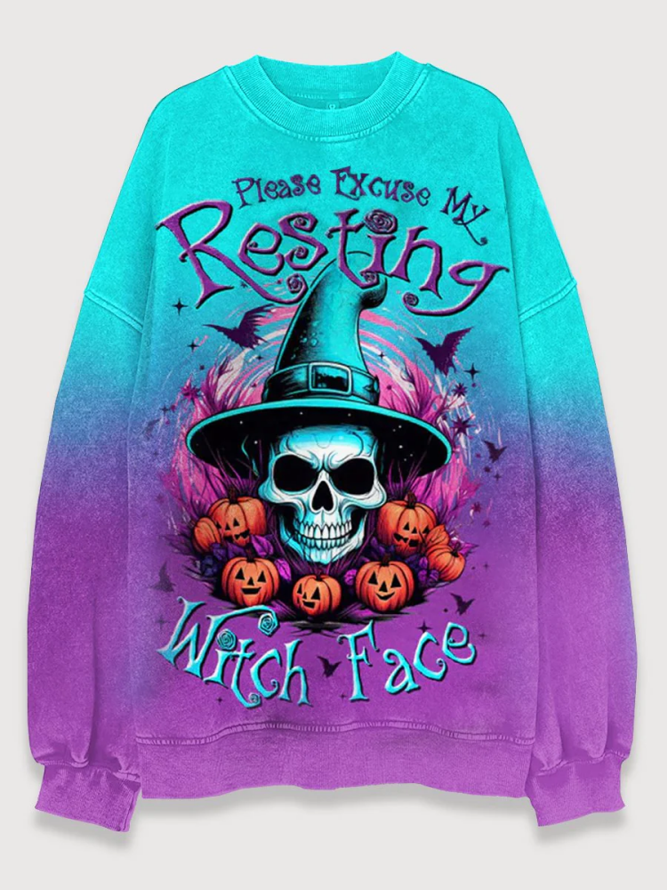 Resting Witch Face Halloween Casual Sweatshirt