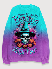 Resting Witch Face Halloween Casual Sweatshirt
