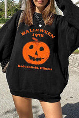Halloween Pumpkin Print Casual Sweatshirt