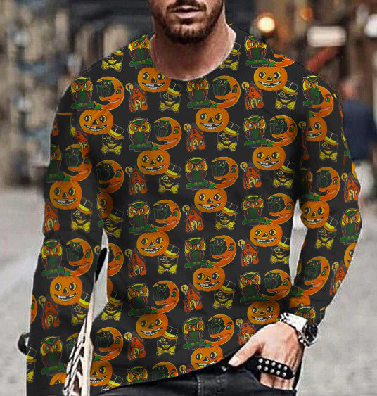 Fashion Men's Pumpkin Long Sleeve T-Shirt