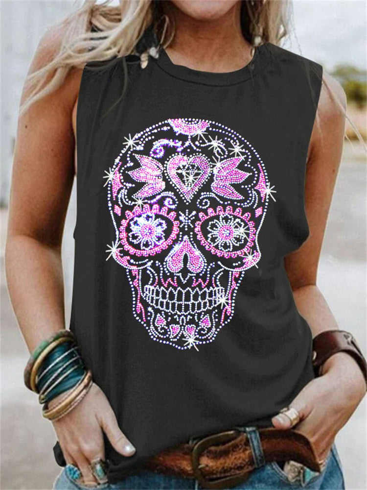 SugarSkull Purple Sequin Diamond Tank Top