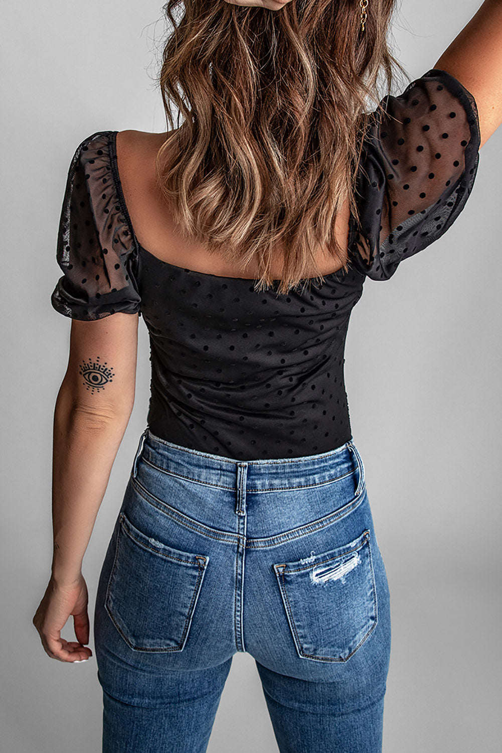 Women's Black Puff Sleeve Top