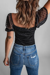 Women's Black Puff Sleeve Top