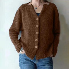 Vintage Solid V Neck Single Breasted Sweater Cardigan