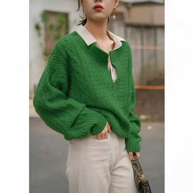 Soft Waxy Gentle Wind Twist Knit Sweater