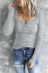 Women's Ribbed Knit Long Sleeve Top