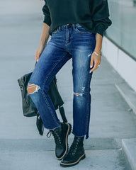 Women's High waist cropped frayed ripped jeans