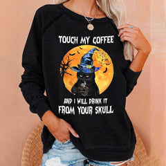 Halloween Print Crew Neck Casual Sweatshirt