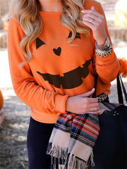 Halloween Print Crew Neck Sweatshirt
