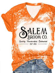 Salem Broom Co Quality Handcrafted Enchanted Est 1692 Printed Tie Dye T Shirt