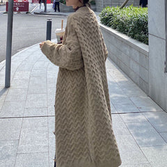 Long Twist Knit Sweater Thick Wool Sweater Cardigan